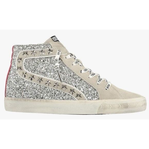 Vintage Havana Ray Pink Stripe Glitter High Top Sneaker Size 9 - Picture 1 of 13